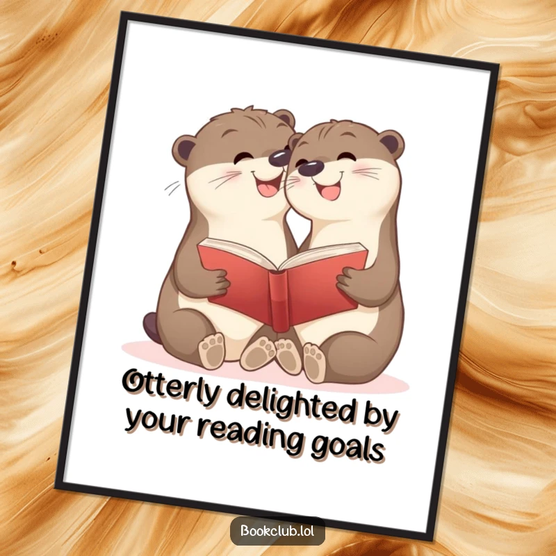 Funny Free Printable Wall Art showcasing two adorable otters sharing a book with big smiles, radiating friendship.