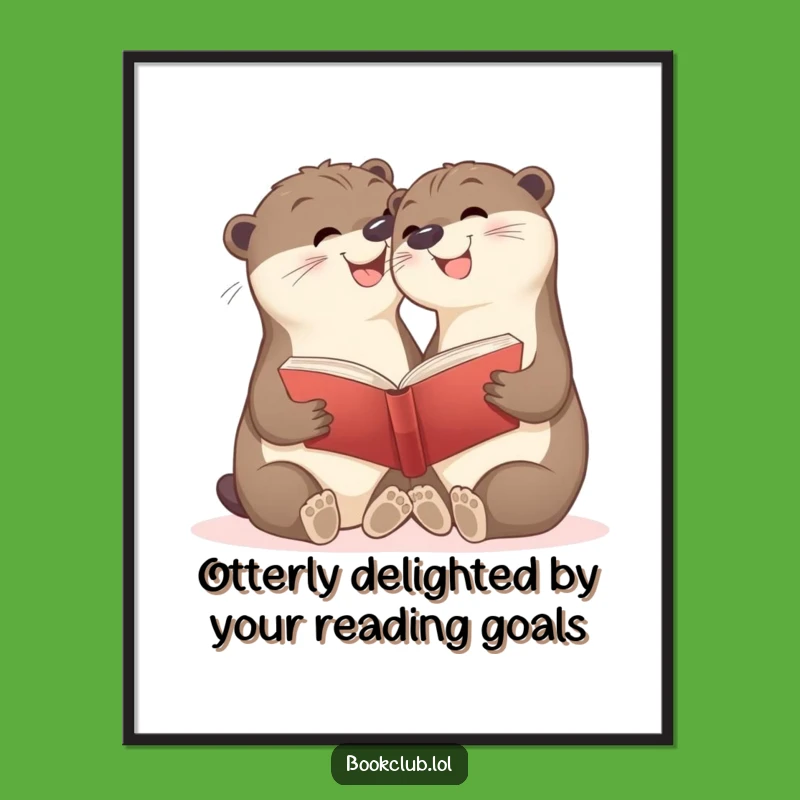 Free Printable Wall Art: Happy Otters Reading, Humorous Downloadable Decor