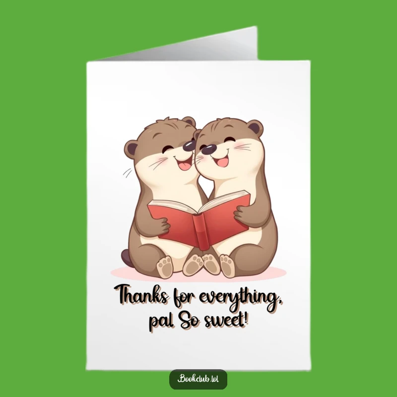 Free Thank You Card: Smiling Otters Reading, Heartfelt Downloadable Appreciation